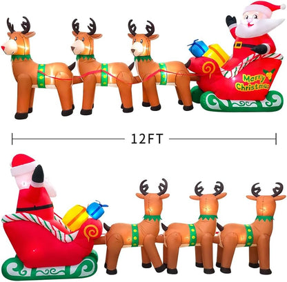 12 FT Large Santa's Sleigh Inflatable